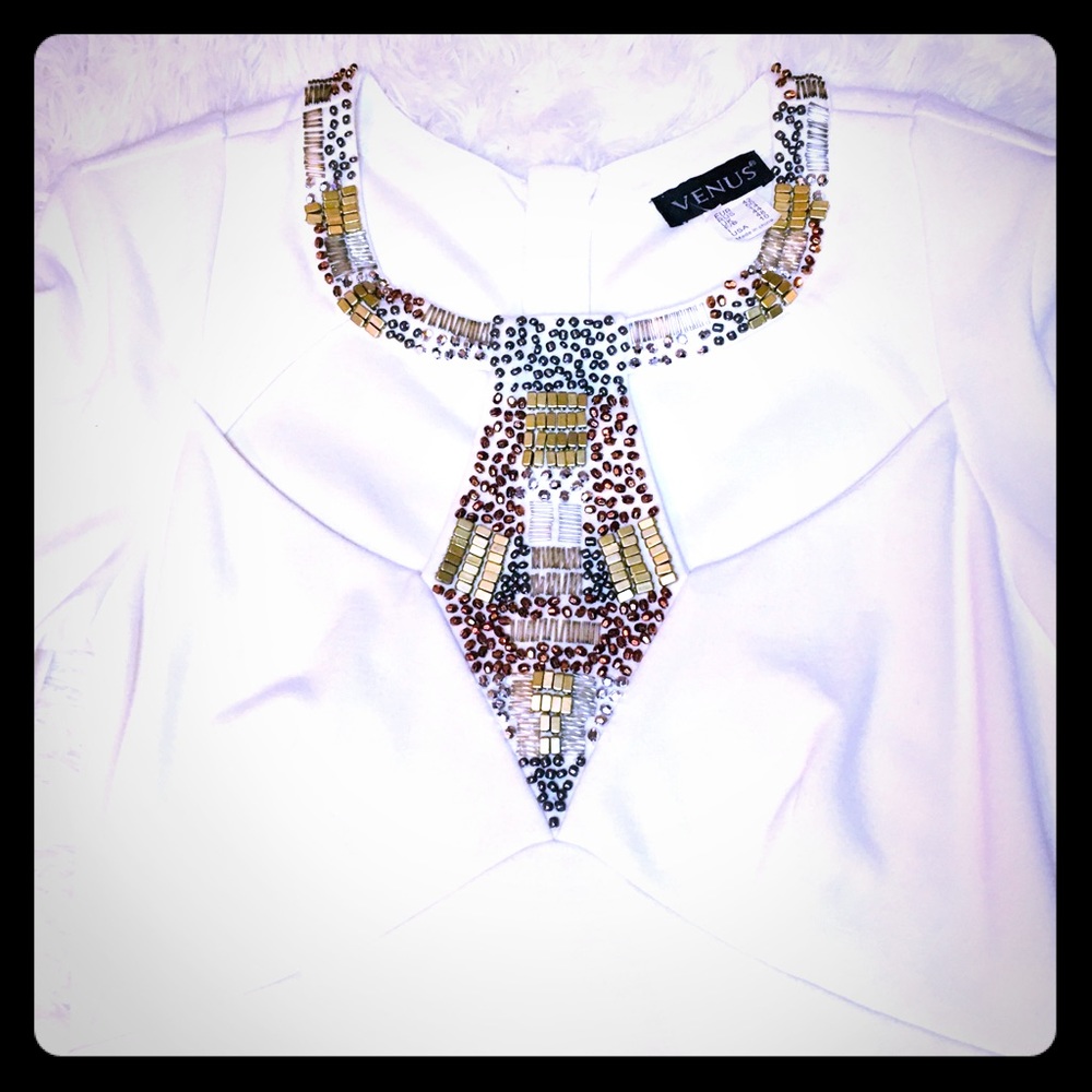 Beautiful Beaded Cut-Out Neckline Party Dress